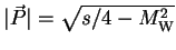$ \vert\vec{P}\vert = \sqrt{s/4-M^{2}_{\rm W}}$