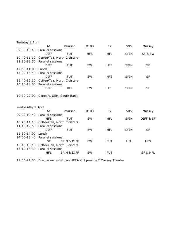 DIS 2008 timetable