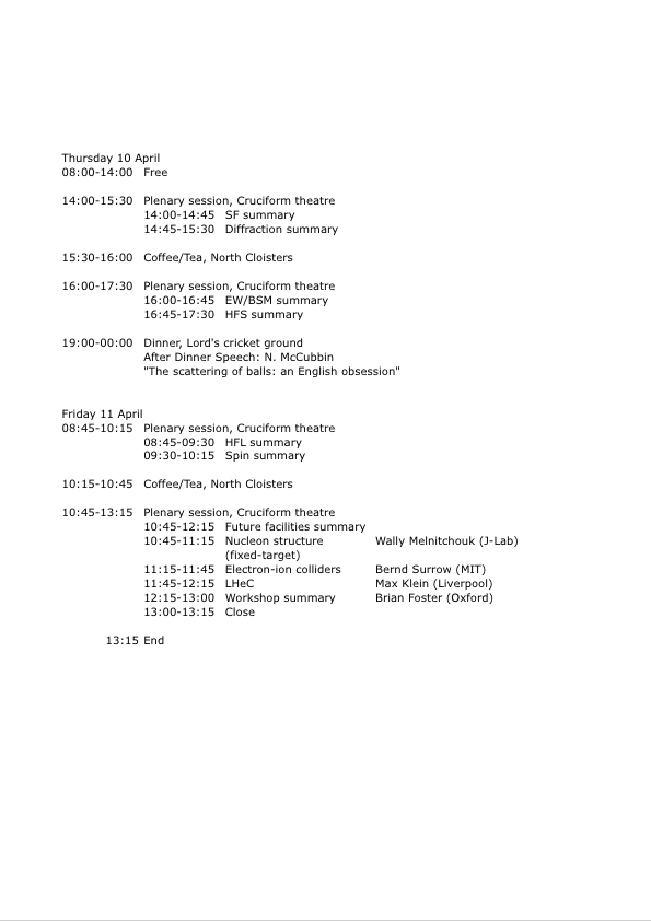 DIS 2008 timetable