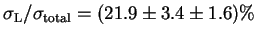 $ \sigma_{\rm L}/\sigma_{\rm total} = (21.9 \pm 3.4 \pm 1.6)\%$