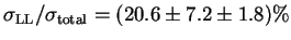 $ \sigma_{\rm LL}/\sigma_{\rm total} = (20.6 \pm 7.2 \pm 1.8) \%$