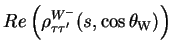 $\displaystyle Re\left(\rho^{W^{-}}_{\tau\tau^{\prime}}(s,\cos\theta_{\rm W})\right)$