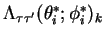 $ \Lambda_{\tau\tau^{\prime}}(\theta^{*}_{i};\phi^{*}_{i})_{k}$