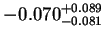 $\displaystyle -0.070^{+0.089}_{-0.081}$