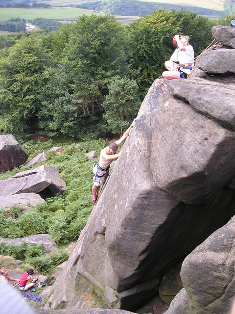 Dave on the climb, Sarah at the top and Tom and Charlotte at the bottom