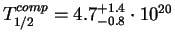 $T^{comp}_{1/2}=4.7^{+1.4}_{-0.8}\cdot 10^{20}$